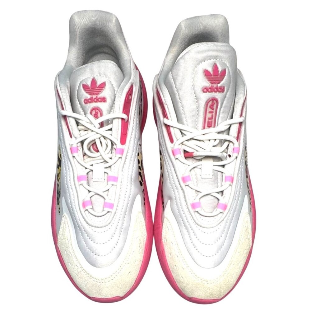 Adidas Ozelia Womens Sneakers Size 7 White Pink Leopard Ortholite Adiprene Run - Picture 1 of 8